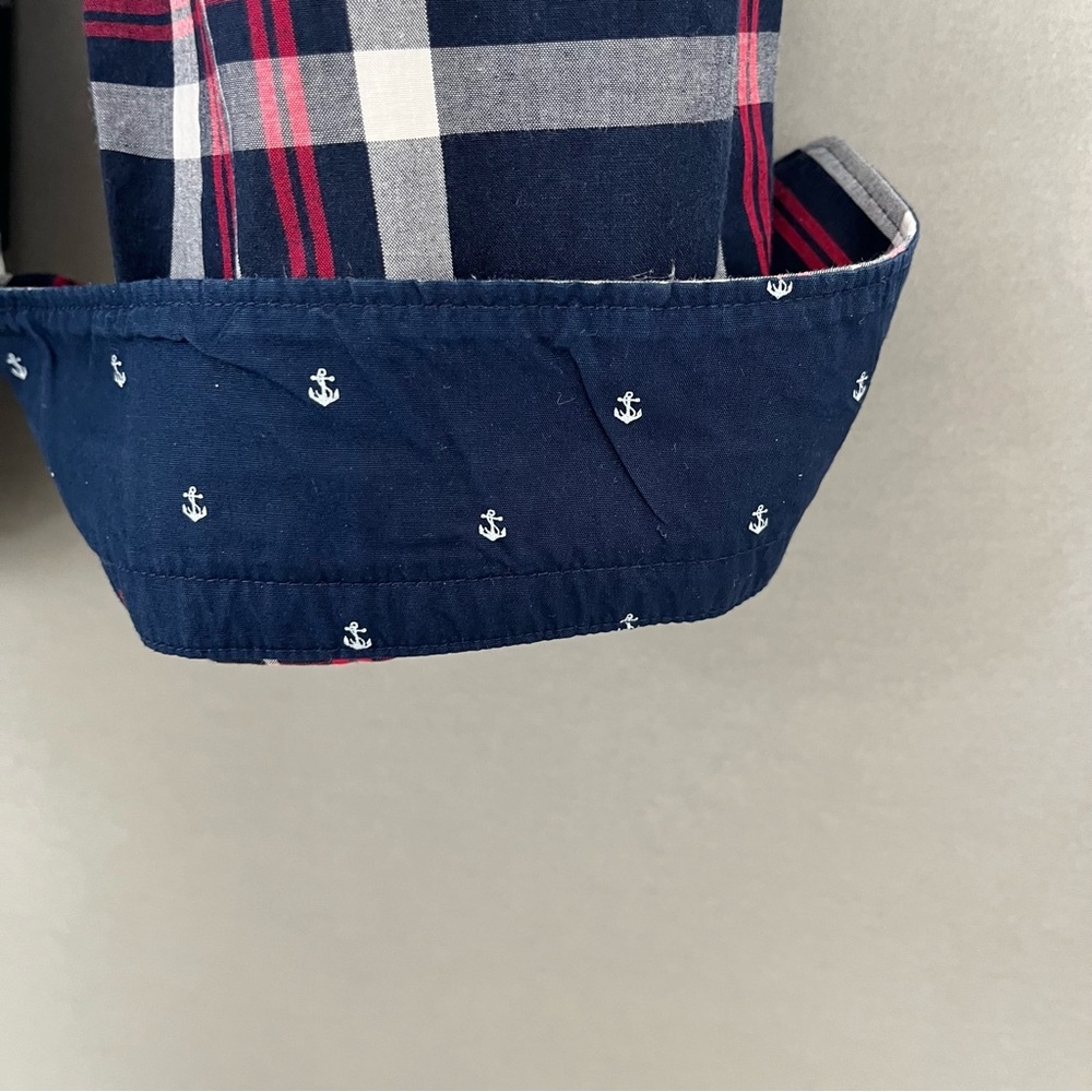 Express Red Blue Check Fitted Button Long Sleeve … - image 7